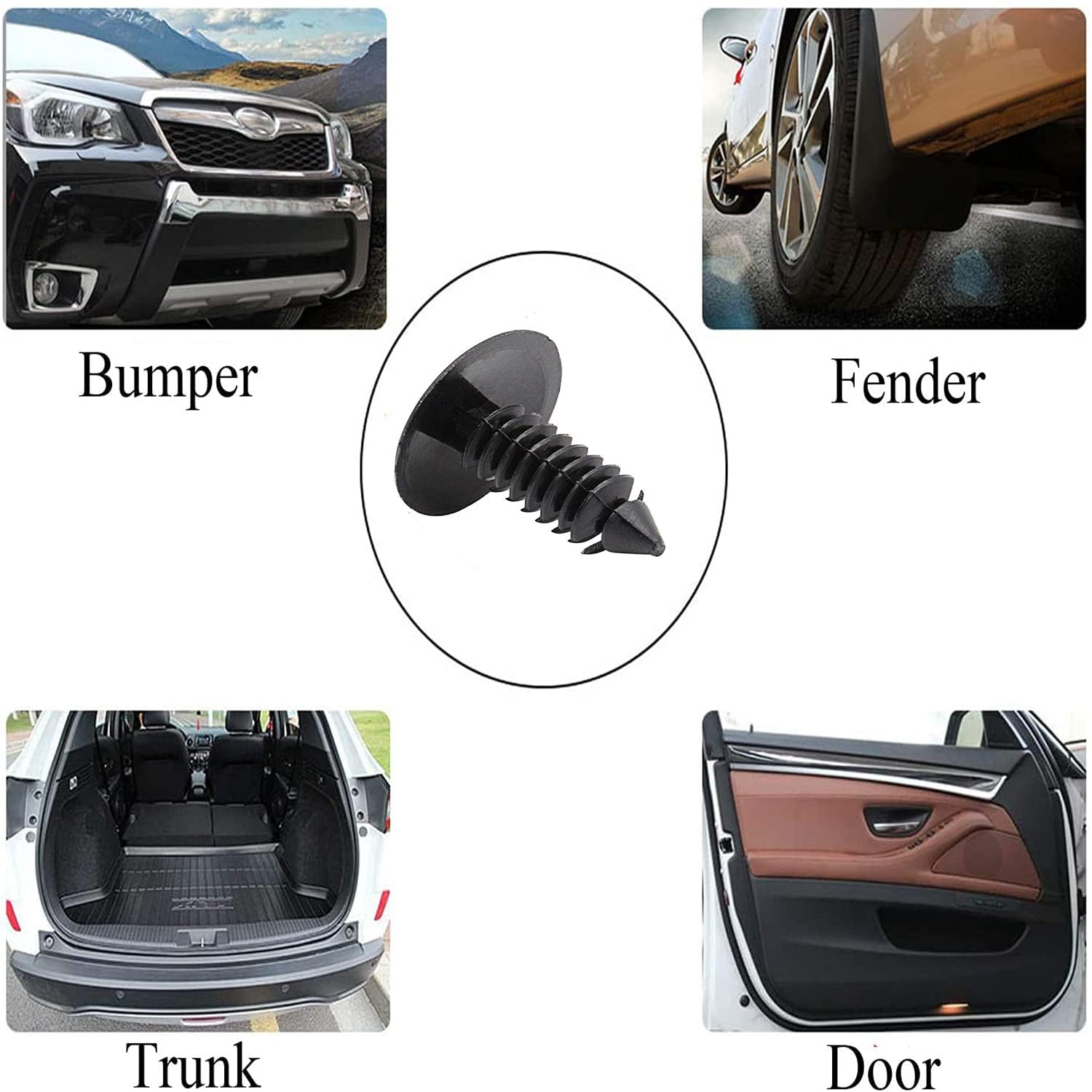 MANSHU 200 Pcs Car Plastic Trim Boot Rivets Push Clip Fastener, 6.4mm Hole Push Retainer Bumper Fender Shield Clips, Automotive Plastic Push Pins Bumper Clips, Car Plastic Rivets Retainers Screw. - Image 6